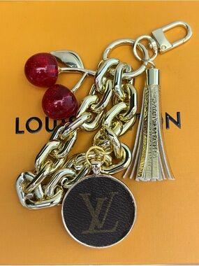 Louis Vuitton Bag Charm Gold Chain, Monogram Disc & Hardware, Upcycled 7 in.